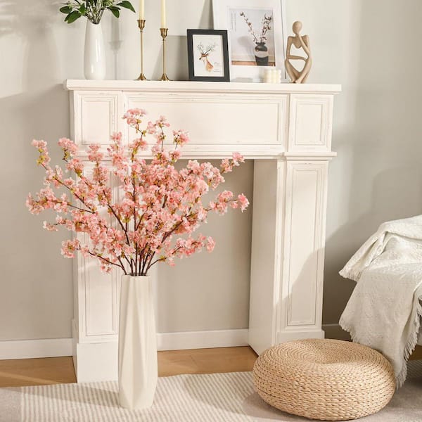 3 Pack 39 in. Pink Silk Cherry Blossom Branches, Artificial Faux