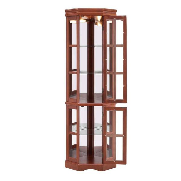XUJMK 18 in. W x 23 in. D x 71 in. H Brown Linen Cabinet Curio