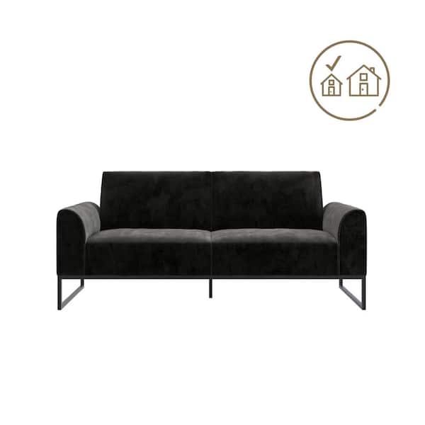 Black shop velvet futon