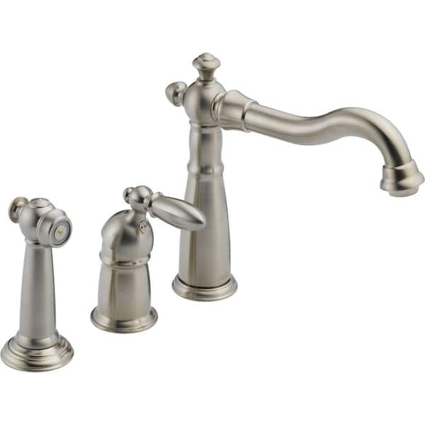 Delta Victorian Single-Handle Standard Kitchen Faucet with Side Sprayer in Stainless