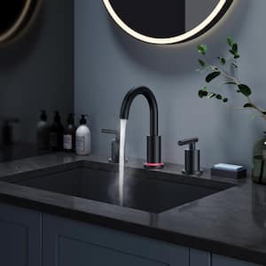 8 in. Widespread Double Handle Bathroom Faucet with Pop-up Drain in Matte Black