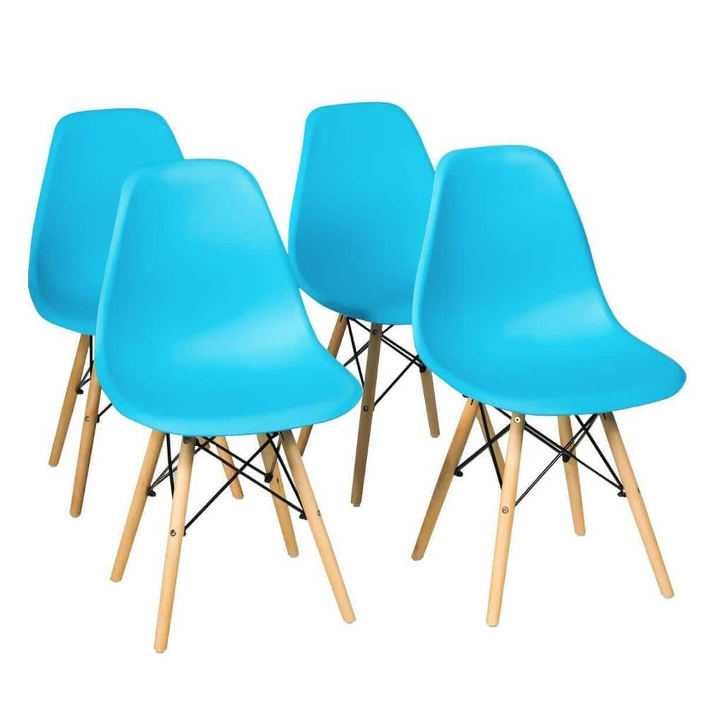 Boyel Living Blue 4Piece Mid Century Dining Side Chairs with Wood Legs