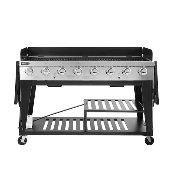 Royal Gourmet 8-Burner Event Propane Gas Grill with 2 Folding Side Tables