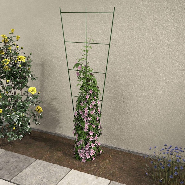 Vigoro 72 in. H Ivy Green Metal Trellis 87221 - The Home Depot