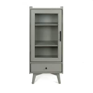 19.75 in. W x 13.75 in. D x 46 in. H Gray Linen Cabinet with Double Adjustable Shelves and 1-Drawer for Bathroom
