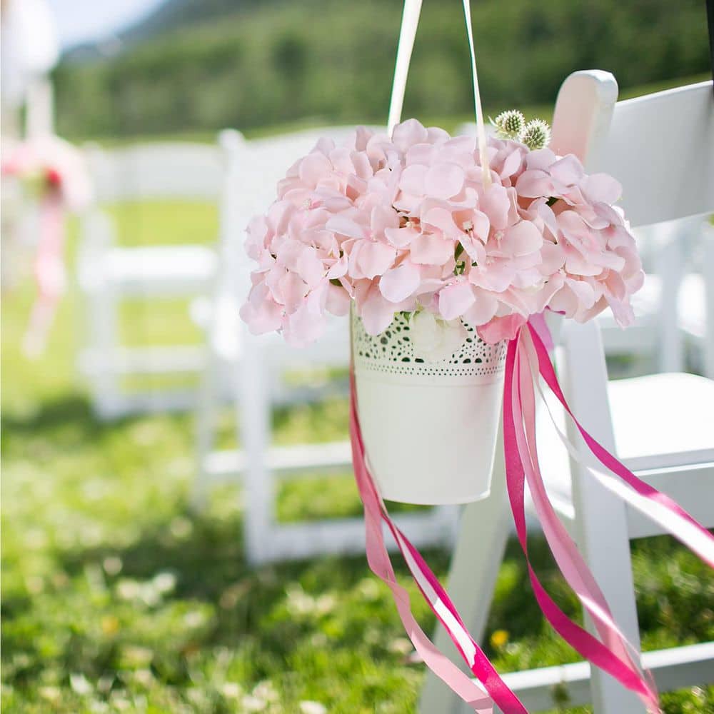 11.1 in. Pink Outdoor Artificial Hydrangea Flower for Decoration (Set of 64