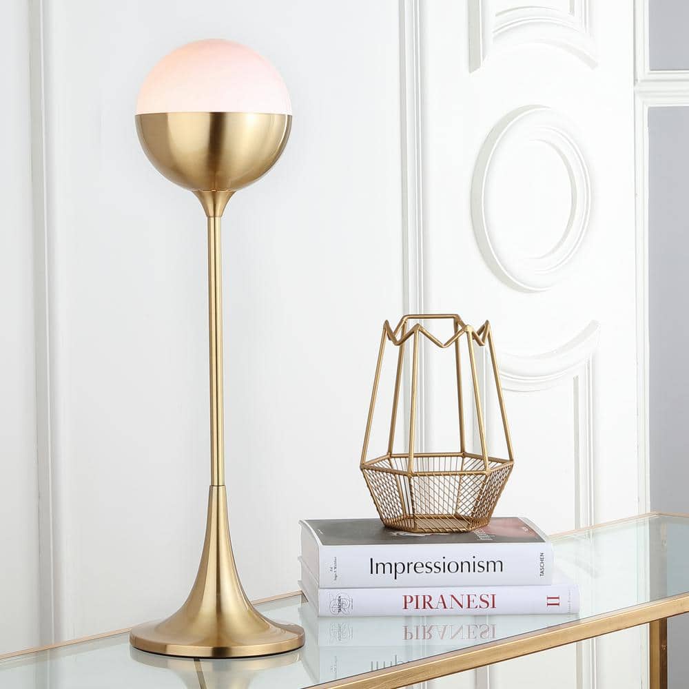 Lando 27 in. Brass Gold Upright Table Lamp with White/Gold Globe Shade price history on PriceWatchPro