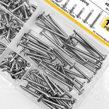 MYWISH 410 Stainless Steel #8 Philips Truss Head Drill Point Lath Screws Self Tapping Screws for Metal (155-Pack) SF-TZ00013