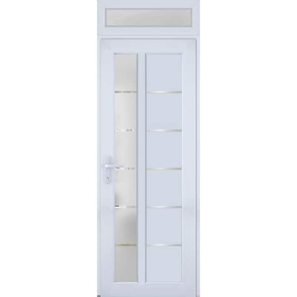 VDOMDOORS 8088 30 in. W. x 94 in. Right-hand/Inswing Frosted Glass White Silk Metal-Plastic Steel Prehend Front Door with Hardware