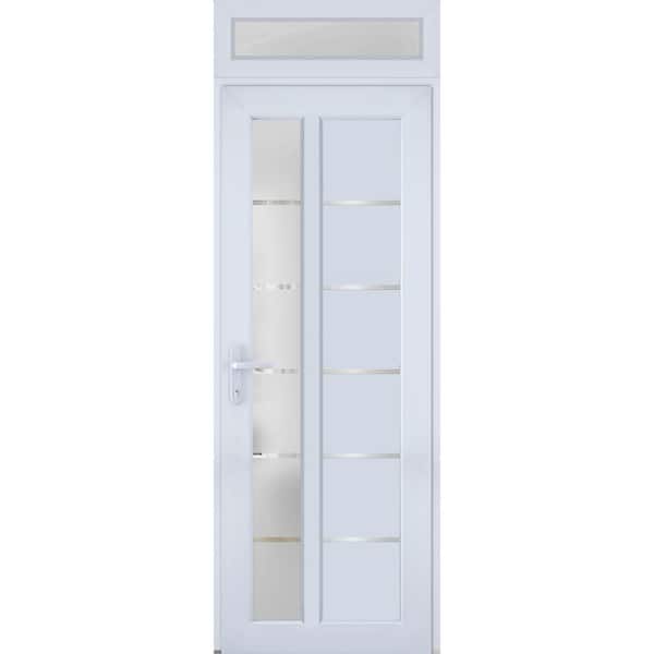 VDOMDOORS 8088 30 in. W. x 94 in. Right-hand/Inswing Frosted Glass White Silk Metal-Plastic Steel Prehung Front Door with Hardware