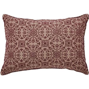 Custom House Natural Burgundy Country Jacquard 9.5 in. x 14 in. Throw Pillow