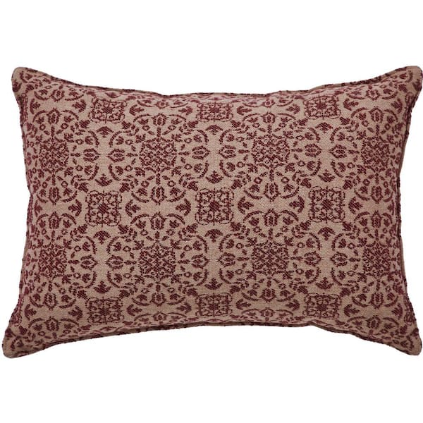 VHC BRANDS Custom House Natural Burgundy Country Jacquard 9.5 in. x 14 in. Throw Pillow