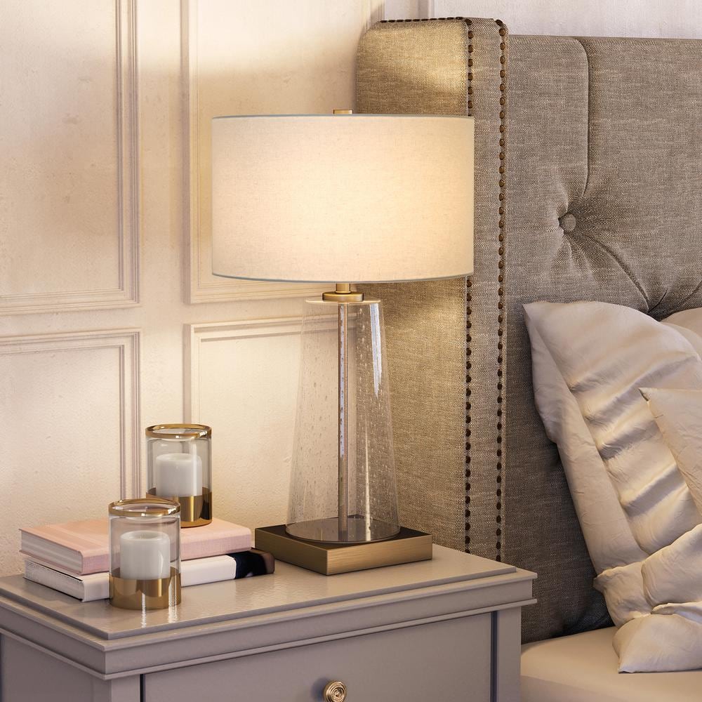 Dax 25'' Tapered Seeded Glass and Brass Table Lamp