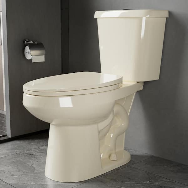 17 in. Height 2-Piece Toilet 1.1/1.6 GPF Dual Flush Elongated ADA Toilet in Bone 1000g Map with Soft Close Toilet Seat