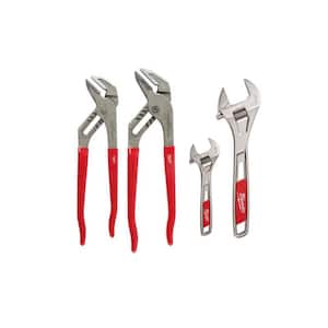 6 in. and 10 in. Adjustable Wrench set, 12 in. Dipped Grip Smooth Jaw Pliers and 10 in. Dipped Grip Smooth Jaw Pliers