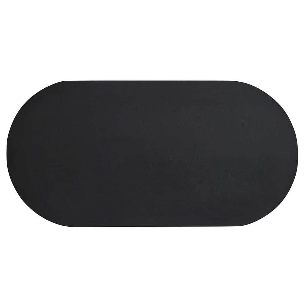 Caspian 72" Black Oval Concrete Dining Table with Double Pedestal Base
