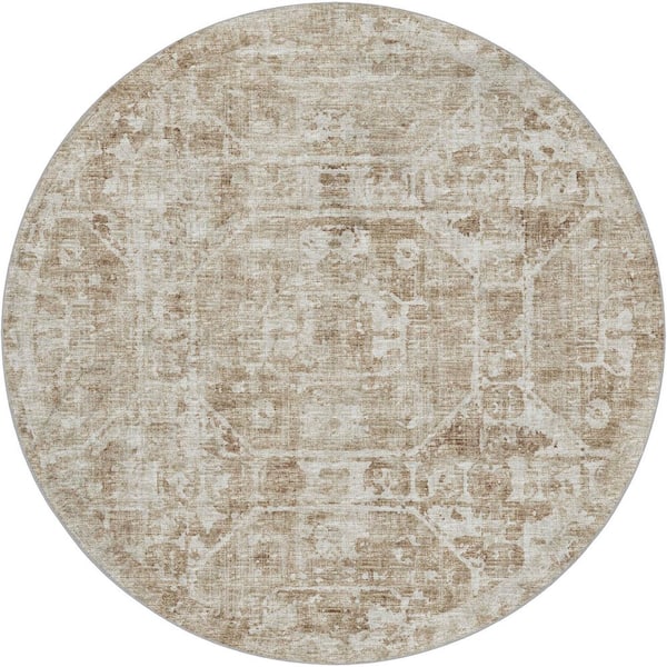 Dream Shag Premium Machine Washable Abstract ADS41 Baja 8 ft. x 8 ft. Round Rug