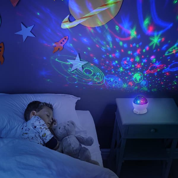 Globe Electric 4.73 in. Plug-In Color Changing Integrated LED Space Projector Nightlight with Interchangeable Projection Patterns