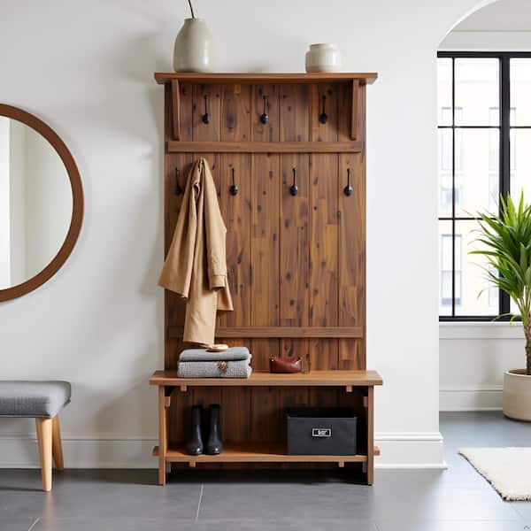 Alaterre Furniture 70 in. H Natural Bethel Acacia Wood Hall Tree