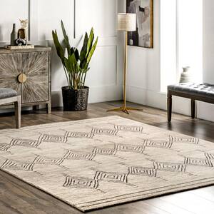 Bari Ivory 5 ft. x 8 ft. Tribal Wool Area Rug