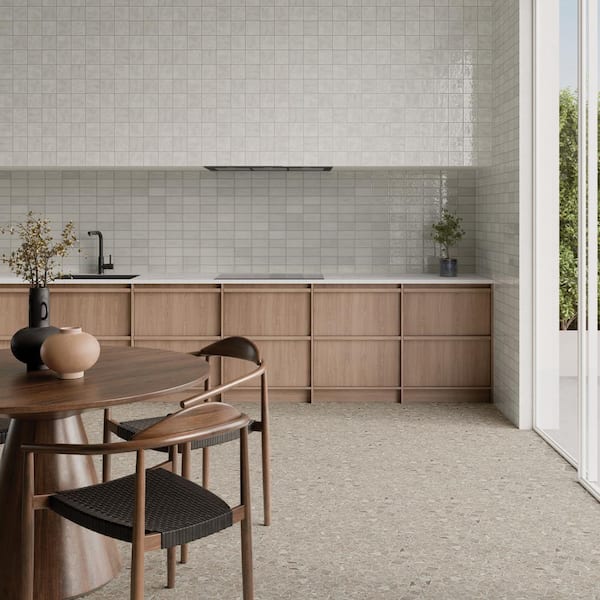 Marin Square Glossy Pebble Gray (Light Grey) 4 in. x 4 in. Ceramic Wall Tile (5.49 sq. ft./Case)