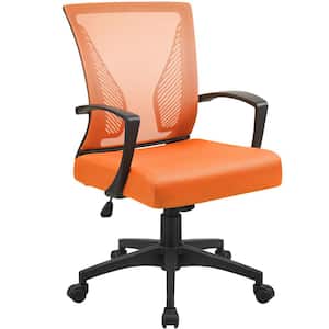 Cushioned Computer Desk Office Chair Chrome with Legs Lift Swivel Small Orange 