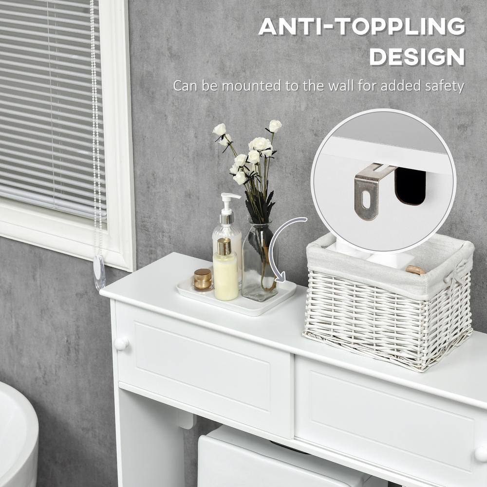 White MDF Over-the-Toilet Bathroom Cabinet with Adjustable Shelves