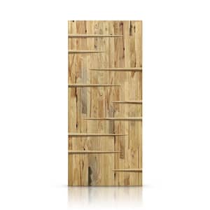 30 in. x 80 in. Weather Oak Stained Pine Wood Modern Interior Door Slab