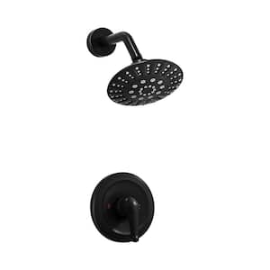 Modern Single Handle 5-Spray Shower Faucet 1.8 GPM with Adjustable Flow Rate Valve Included in Matte Black