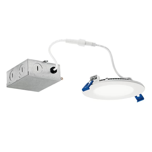 KICHLER Direct-to-Ceiling Integrated LED 4 in. Round Canless Recessed Light for Bathroom Ultra Thin White 3000K (1-Pack)