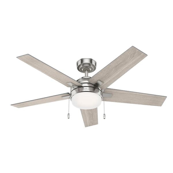 Hunter Bartlett 52 in. LED Indoor Brushed Nickel Ceiling Fan with Light Kit