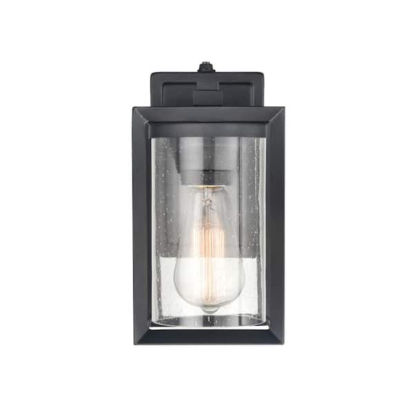 Wheatland 1-Light 5.125 in. Powder Coat Black Hardwired Outdoor Wall Lantern Sconce (1-Pack)