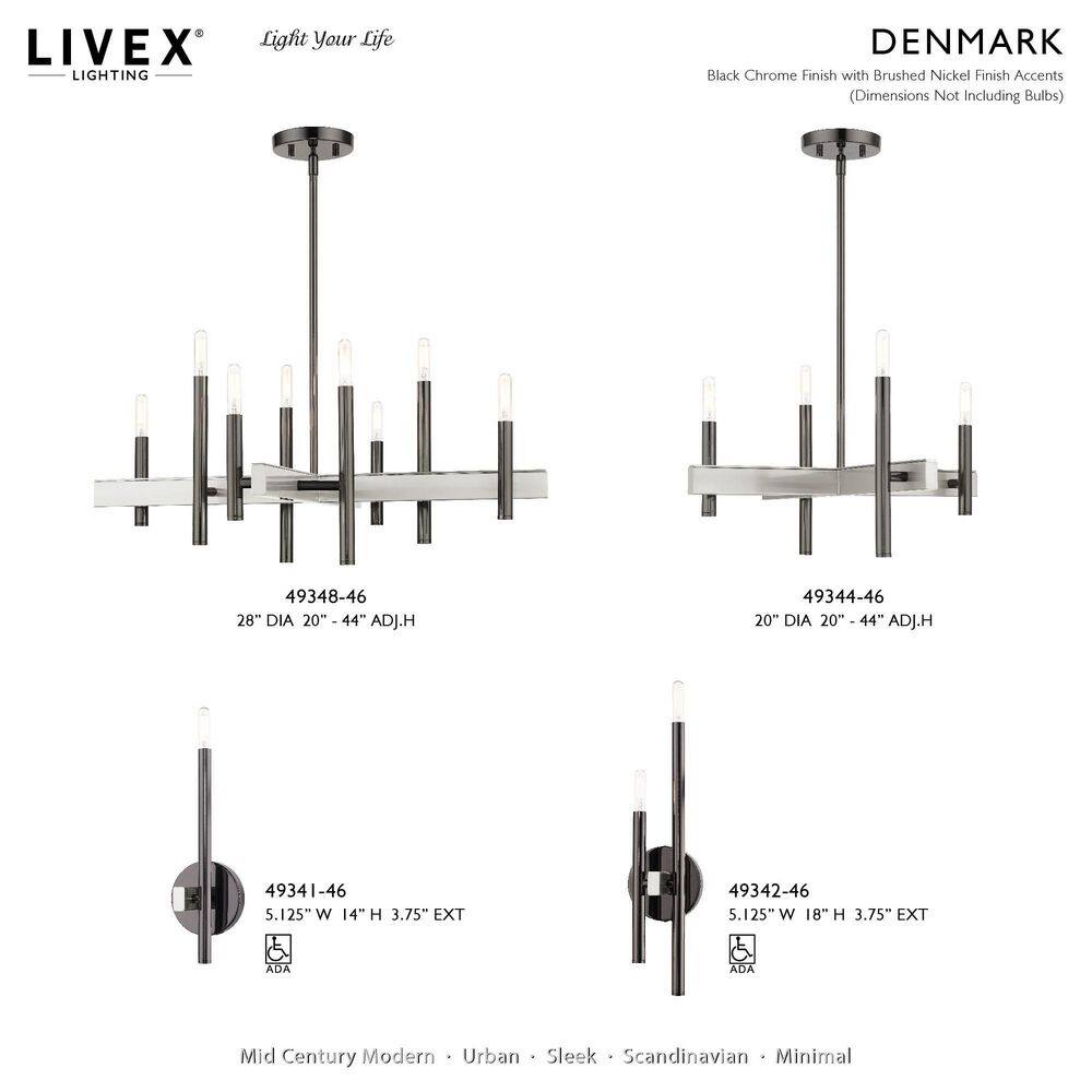 Denmark Black Chrome Slim 1-Light ADA Sconce
