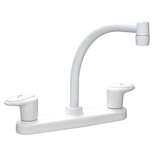 Valterra Catalina Two-Handle 8 in. Kitchen Faucet with Hi-Arc Spout - White