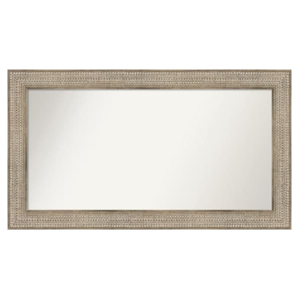 Amanti Art Trellis Silver 46 in. x 26 in. Custom Non-Beveled Wood Framed Bathroom Vanity Wall Mirror
