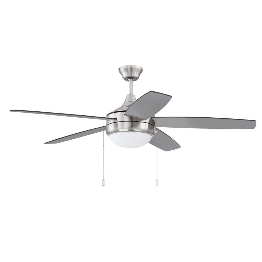 52 in. Brushed Polished Nickel, Brushed Nickel/Greywood Blades Angled Mount Standard Ceiling Fan w/ LED Bulbs Included price history on PriceWatchPro