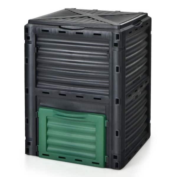 80 Gal. Outdoor Compost Bin with Large Openable Lid and Bottom Exit Door