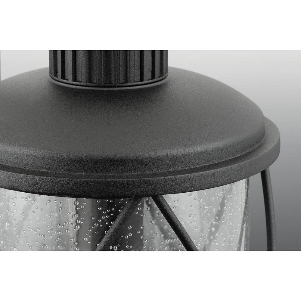Hollingsworth Black Aluminum Outdoor Wall Lantern with Seeded Glass