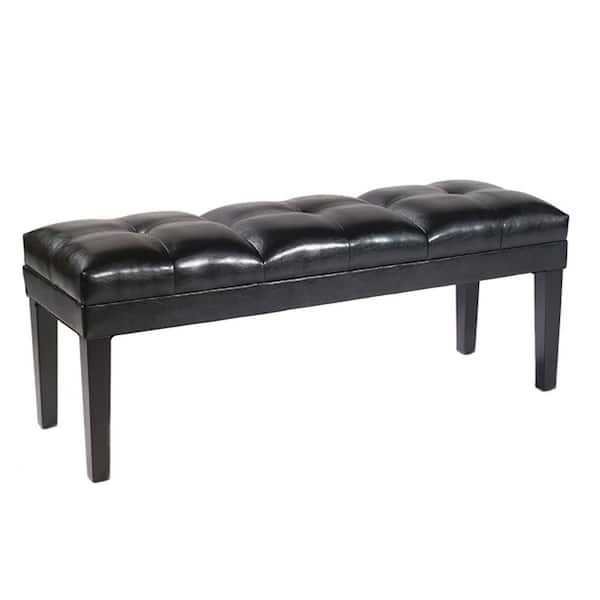 Armen Living Howard 20 in. H x 51 in. W x 17 in. D Bench Black Bonded Leather