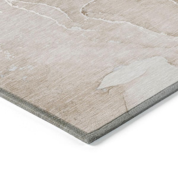 Chantille ACN511 Beige 8 ft. x 8 ft. Round Machine Washable Indoor/Outdoor Geometric Area Rug