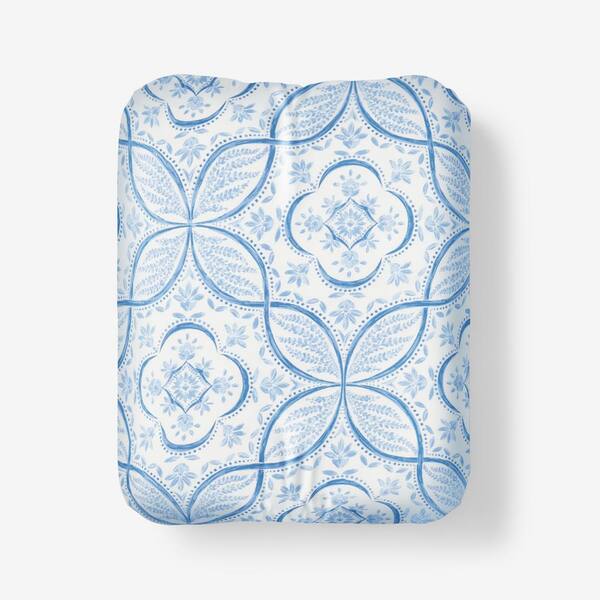 The Company Store Legends Hotel Malta Tiles Blue/White Floral Egyptian Cotton Full Fitted Sheet
