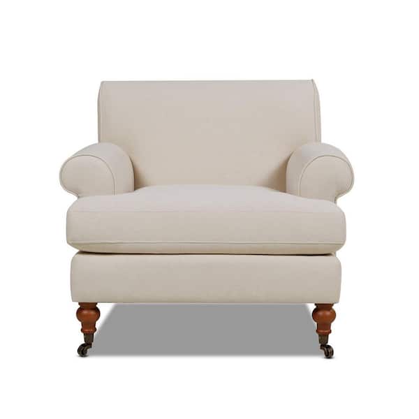 Alana 38 in. Rolled Arm Lawson French Country Chenille Large Living Room Accent Arm Chair in Sky Neutral Beige