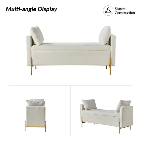 JAYDEN CREATION Claudius Modern Ivory Upholstered Flip Top