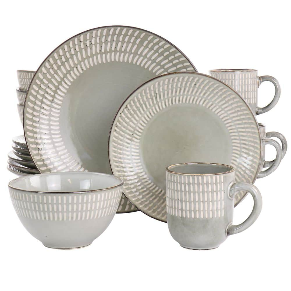 Gibson Home Everyday Ralston 16-Piece Dinnerware Set in Grey