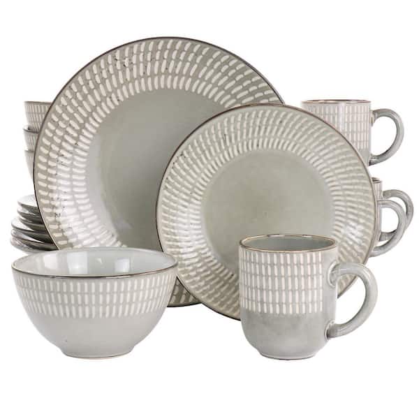 GIBSON ELITE Requiem 16-Piece Stoneware Dinnerware Set in Gray