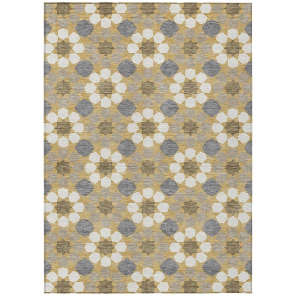 Chantille Machine Washable Indoor/Outdoor Abstract ACN2984 Gold 10 ft. x 14 ft. Area Rug