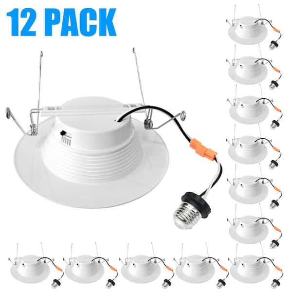 KOAOEIRS 6 in. Adjustable CCT Retrofit Integrated LED Recessed Downlight Trim with E26 Base 1050LM Kitchen Lighting Dimmable