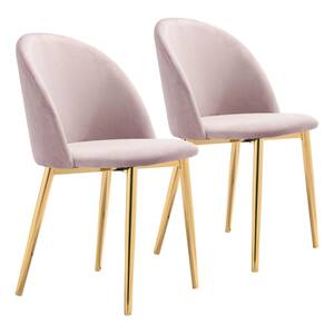 Cozy Pink, Gold Polyester Dining Side Chair Set of 2
