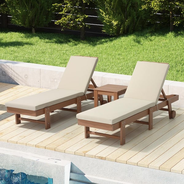 FadingFree (Set of 2) 22.5 in. x 28 in. x 2.5 in. Outdoor Patio Chaise Lounge Chair Cushion Set in Beige