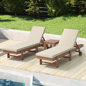 FadingFree (Set of 2) 23 in. x 30 in. x 2.5 in. Outdoor Patio Chaise Lounge Chair Cushion Set in Beige